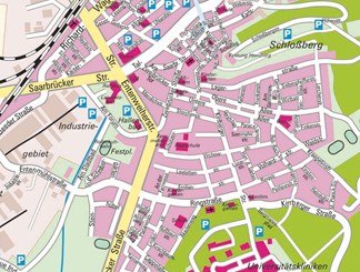 Innenstadtplan und Großbetriebe